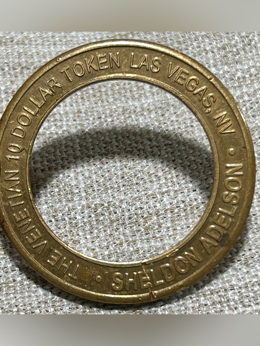 Las Vegas $10 Brass Gaming Token - Gold